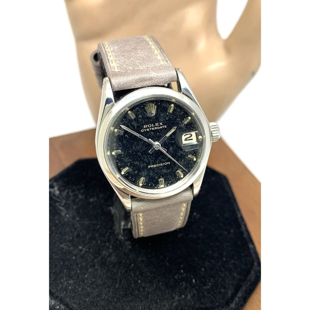 Rolex Oysterdate Watch 6466 Swiss Manual Wind Vintage 1969 Black Dial Date 30mm